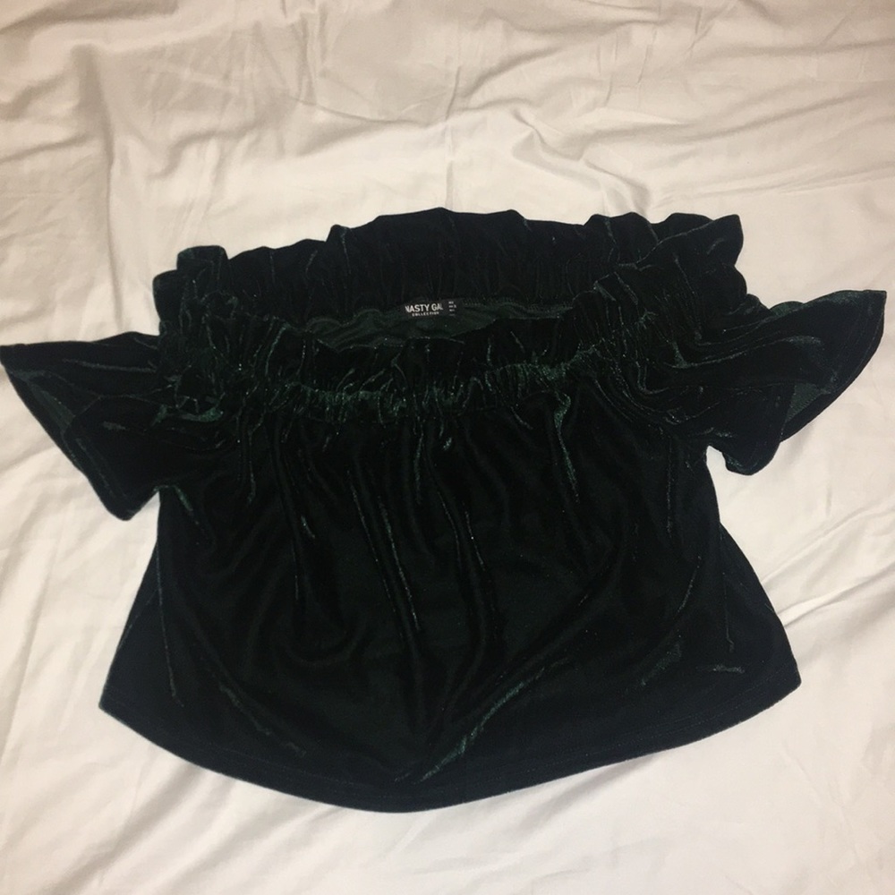 Velvet off the shoulder crop top